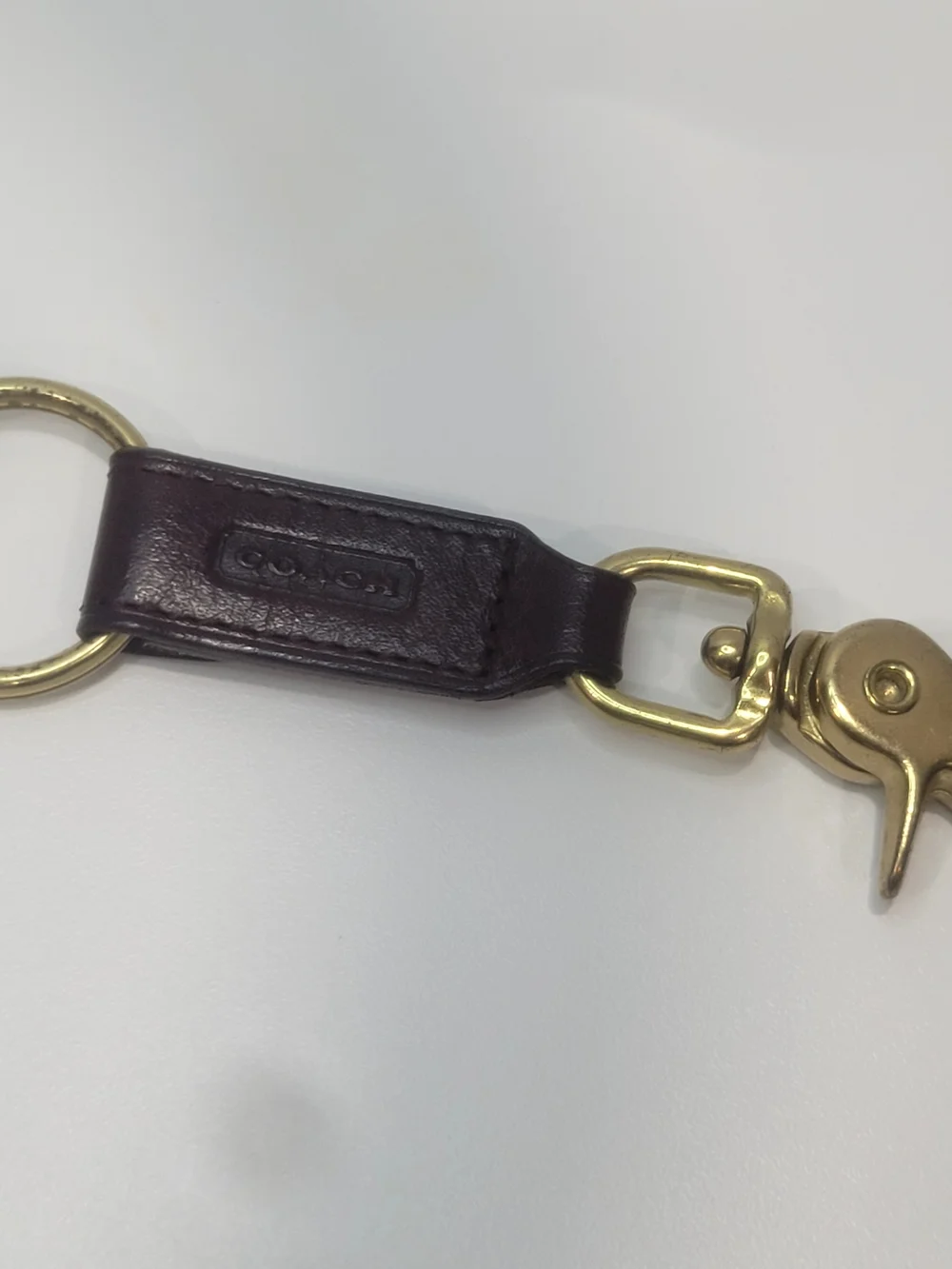 Coach Vintage Key Chain Dark Brown Leather Key Holder with Gold Hardware